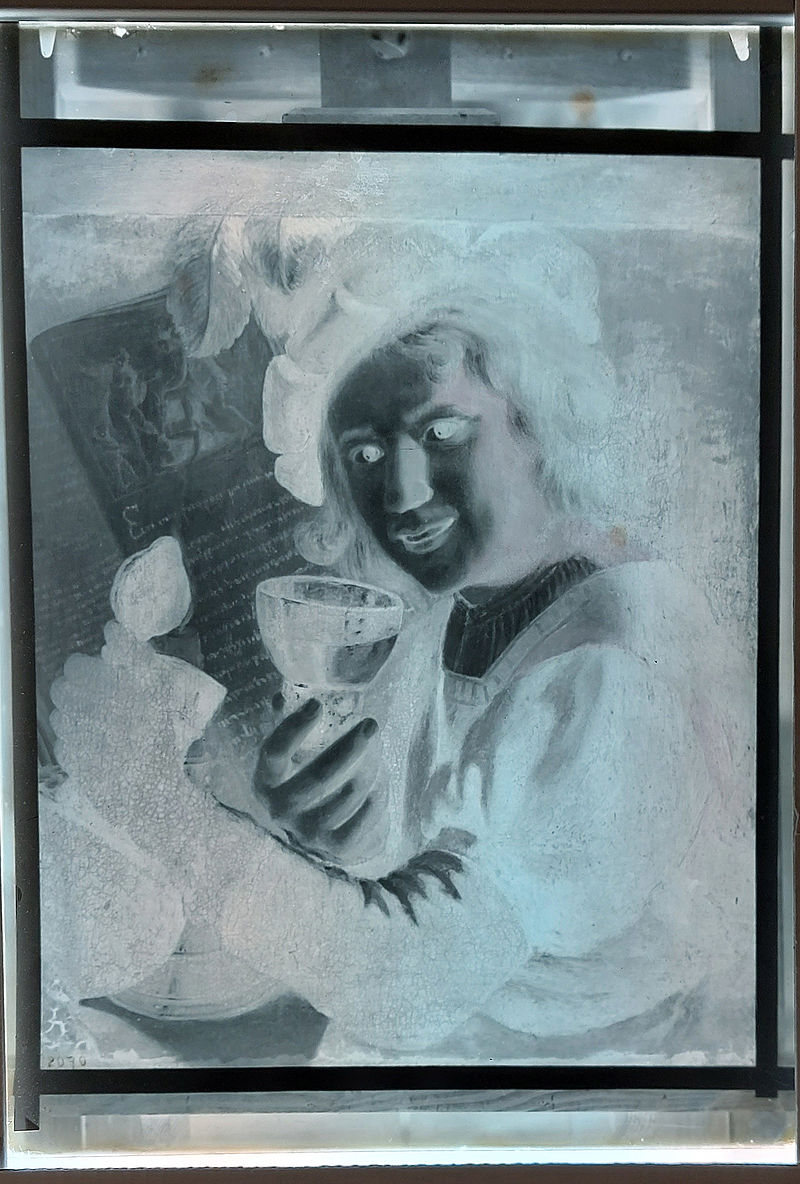 Wolfrum glass plate 2070 - Gerard van Honthorst, Young Drinker, Inv.-no. 540