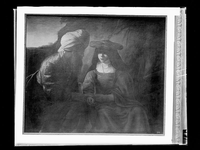 Wolfrum glass plate - School of Rembrandt, Judah and Tamar, Inv.-no. 570