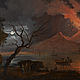 Moon Landscape with Vesuvius Eruption