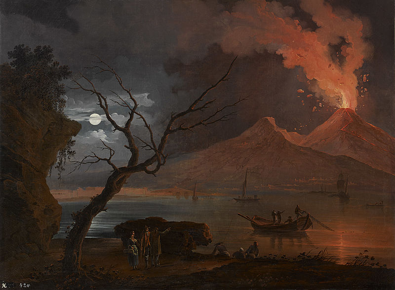 Moon Landscape with Vesuvius Eruption