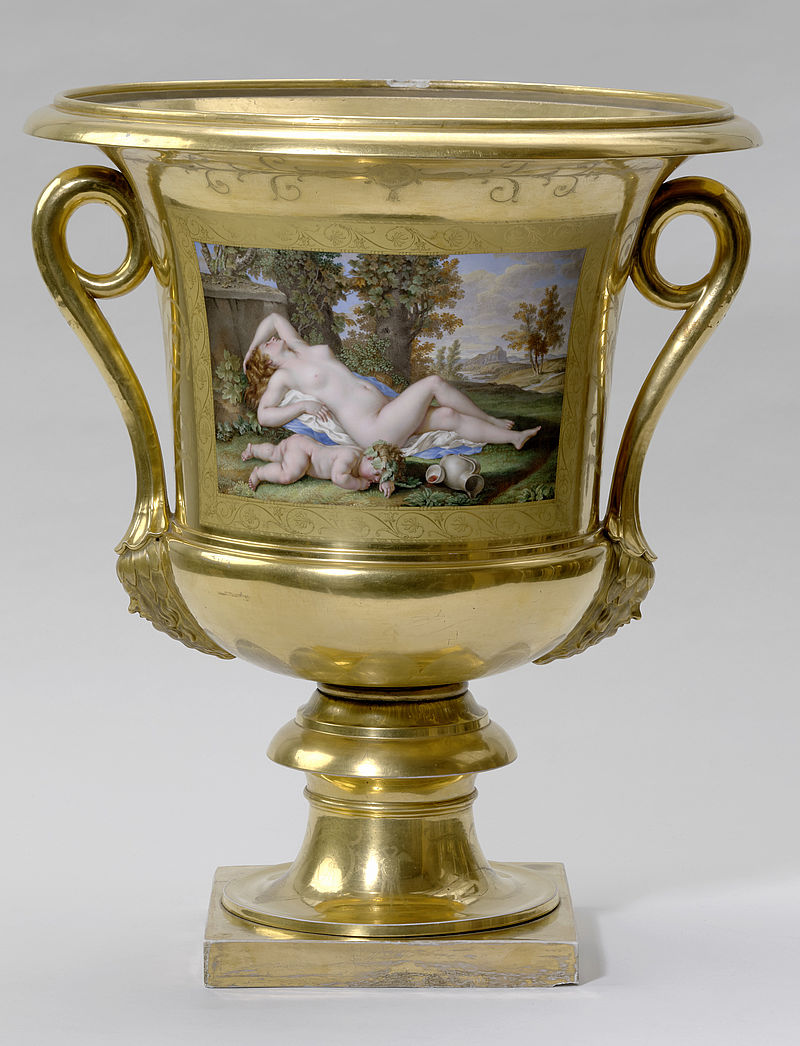 Nymphenburger Vase mit Gemäldekopien
