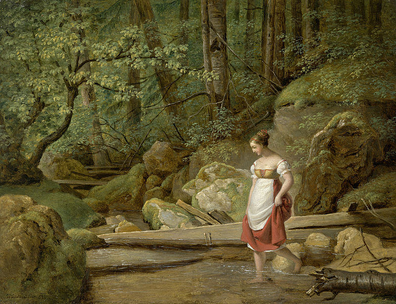Waldlandschaft mit Mädchen