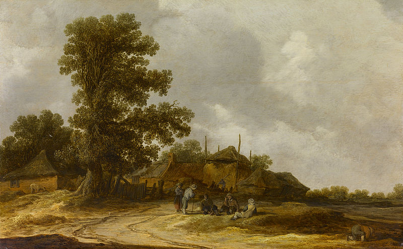 Cottages with Haystack by a Muddy Track