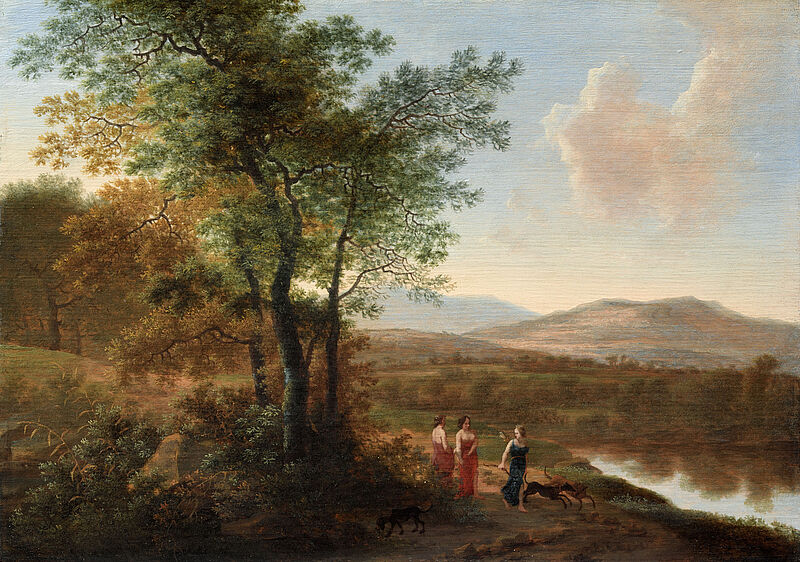 Landschaft mit Figuren, Diana und zwei Nymphen