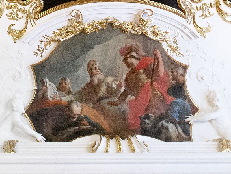 Deckengemälde - Der Hohepriester legt Alexander eine Stelle des Buches Daniel aus