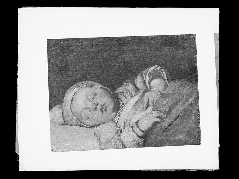 Wolfrum glass plate - Bernardo Strozzi, Sleeping Child, Inv.-no. 567