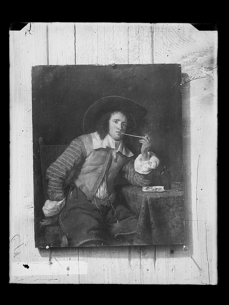 Wolfrum glass plate - Gabriel Metsu, Tabacco Smoker, Inv.-no. 541