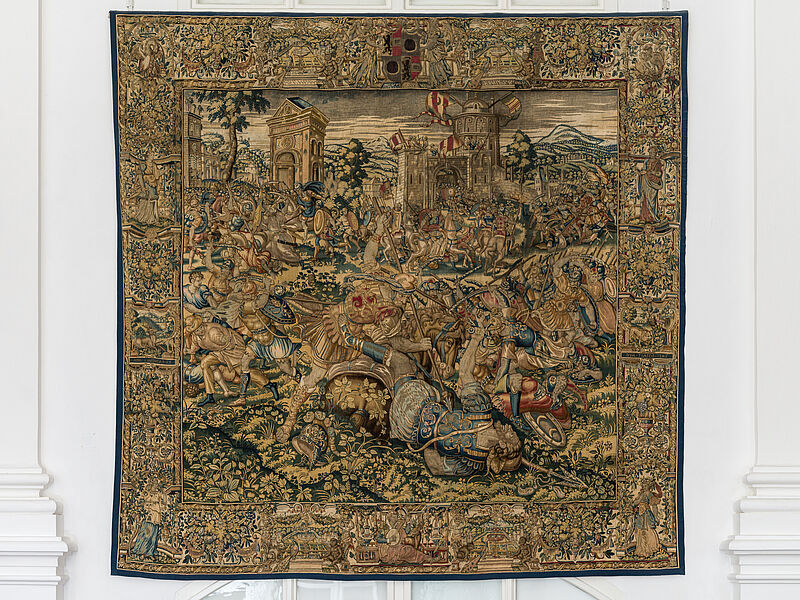 © Residenz zu Salzburg, Prunkräume, Foto: Stürzenbaum Tapisserie Kampf der Römer gegen die Etrusker