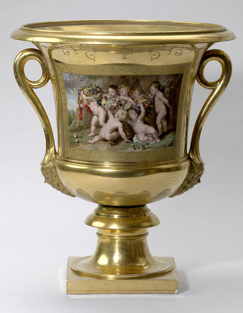 Nymphenburg vase with copies of paintings