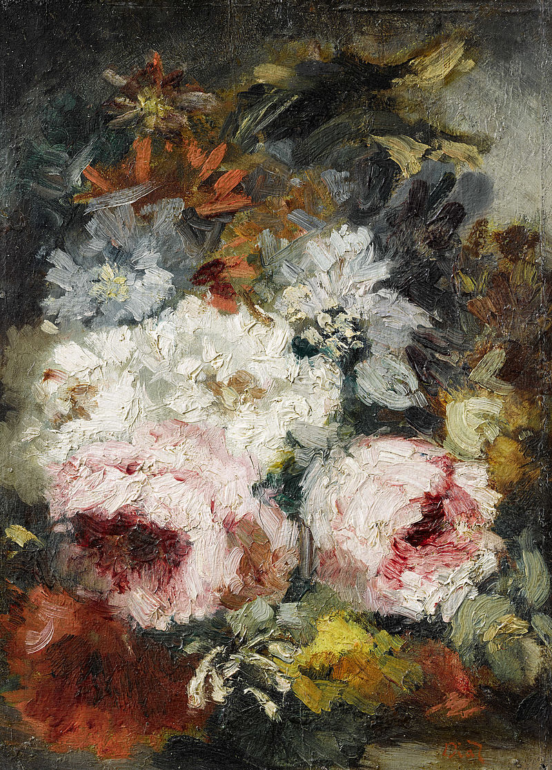 Flowers, recto - Sleeping White Dog, verso