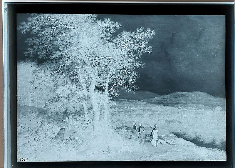 Wolfrum glas plate 3094 - Willem de Heusch, Landscape with Figures, Diana and Two Nymphs, Inv.-no. 539