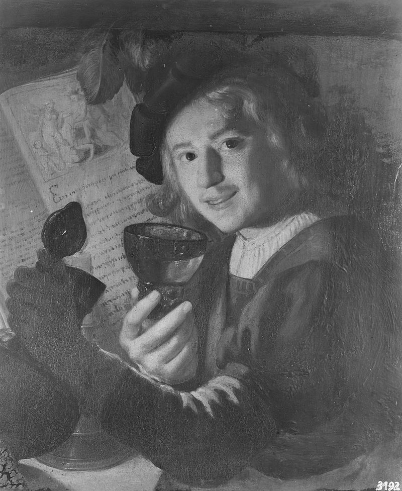 Wolfrum Glasplattennegativ - Gerard van Honthorst, Junger Trinker, Inv.-Nr. 540