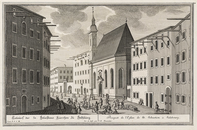 Entwurf der St.Sebastians Kürchen zu Saltzburg. / Prospect de l`Eglise de St.Sebastien à Salsbourg.
