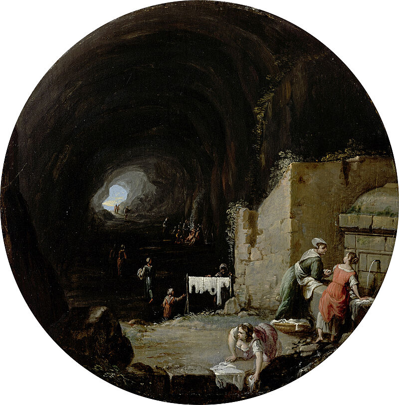 Laundresses in front of a cave