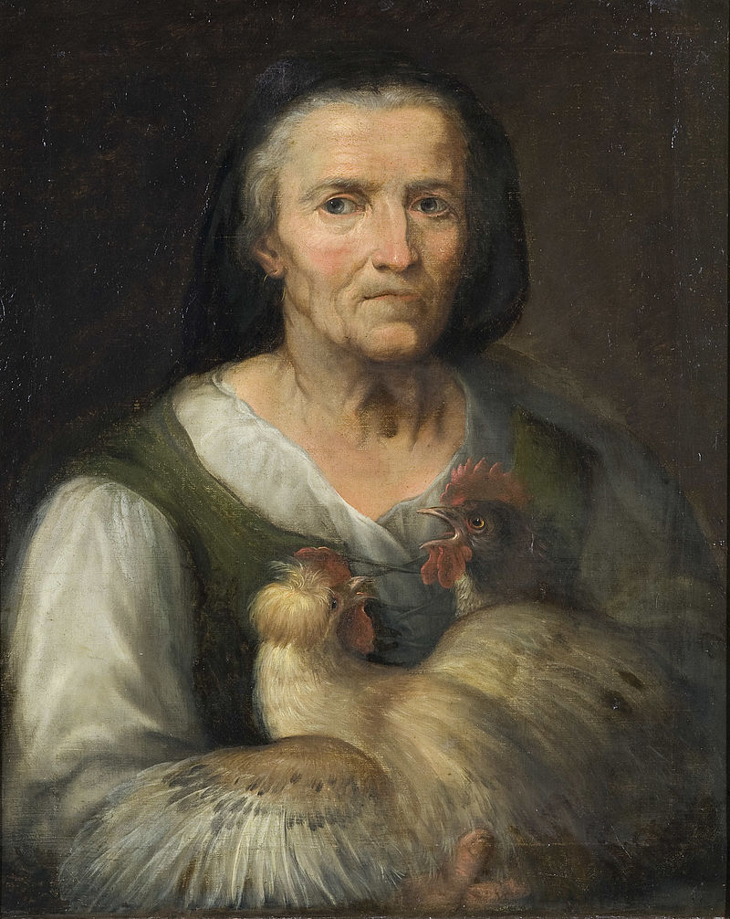 Bäuerin mit Hühnern