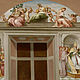 Lunette: Virtues: Fortitude (Fortitudo), Prudence (Prudentia), Temperance (Temperantia), bottom left: Handing over of the Pendects (Corpus iuris civilis) to Emperor Justinian, bottom right: Handing of the Decretals (Corpus iuris canonici) to Pope Gregory IX., Painting after Raphael (1483 – 1520), Stanza della Segnatura, from 1509, Fresco, Vatican Palace, Rome