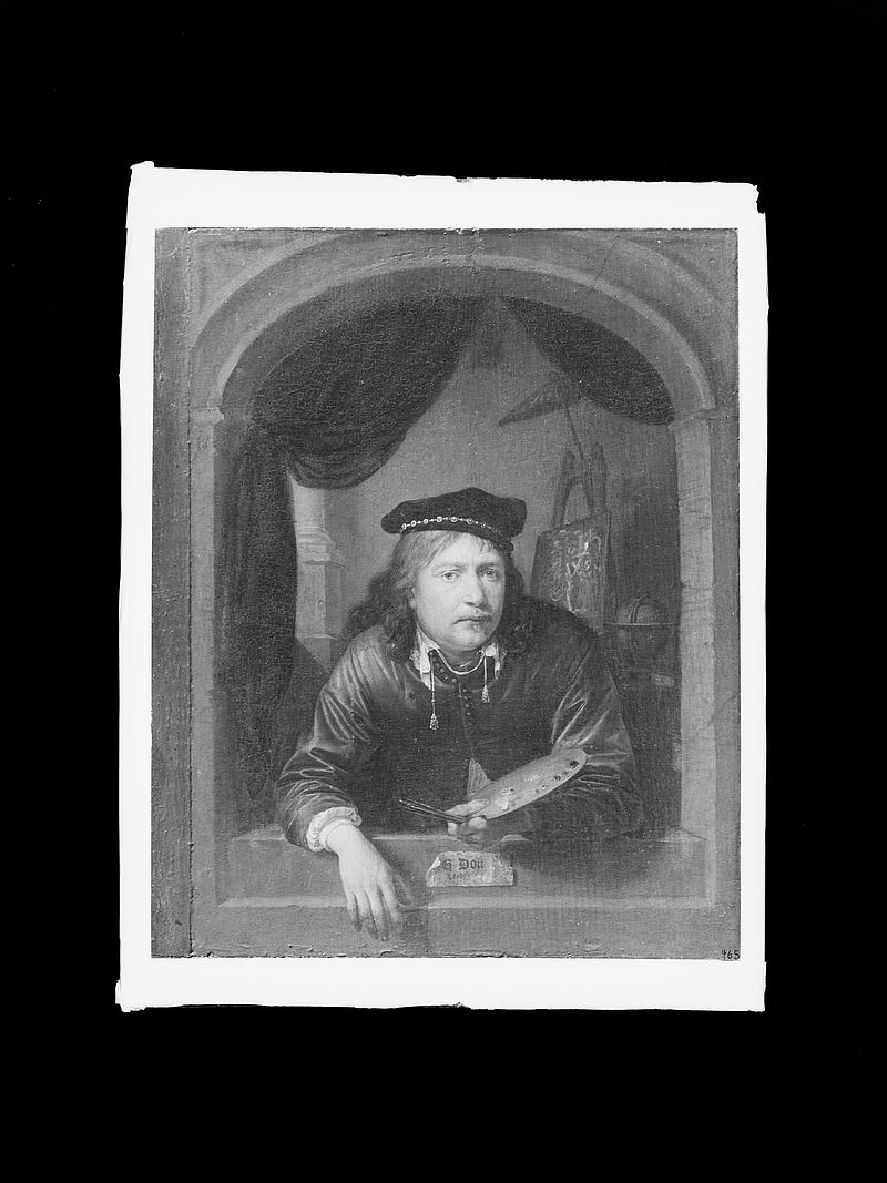 Wolfrum Glasplattennegativ - Gerrit (Gerard) Dou, Selbstbildnis im Fenster, Inv.-Nr. 536