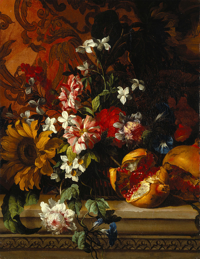 Ein Korb mit Blumen