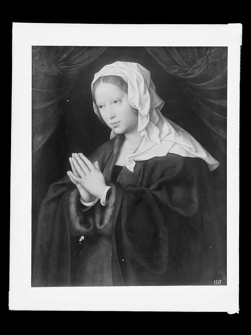 Wolfrum Glasplattennegativ - Joos van Cleve, Betende Maria, Inv.-Nr. 560