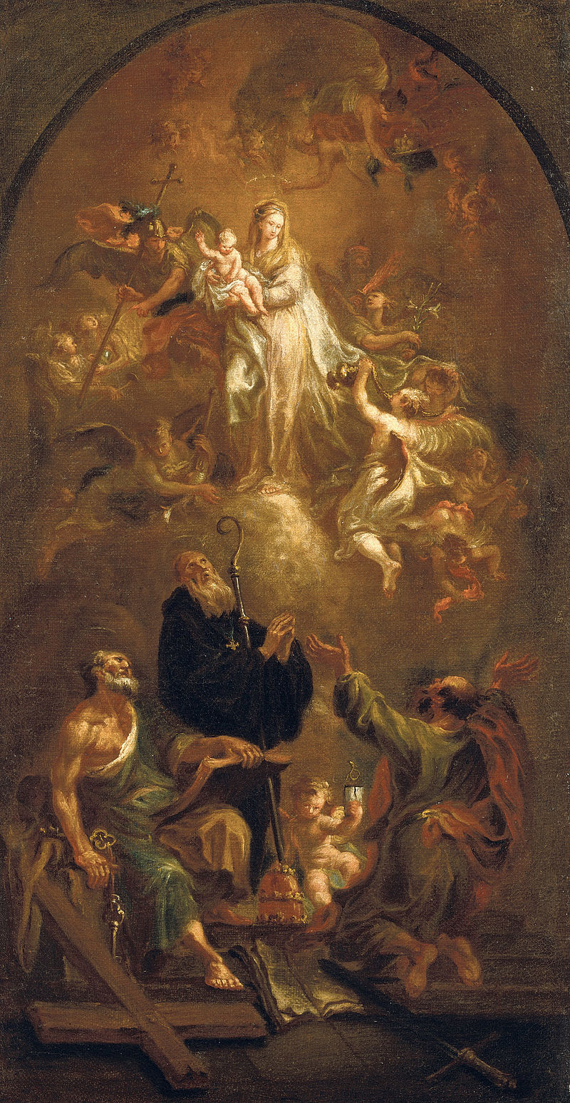 Maria mit Kind, hl. Benedikt, Petrus und Paulus (Bozzetto für den Hochaltar von St. Peter, Salzburg)