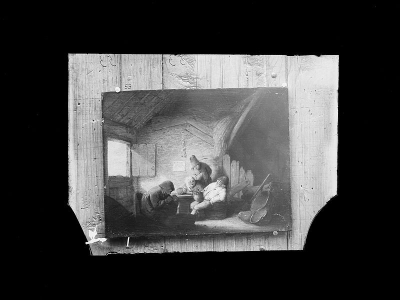 Wolfrum glass plate - Adriaen van Ostade, Village Tavern with four Figures, Inv.-no. 546