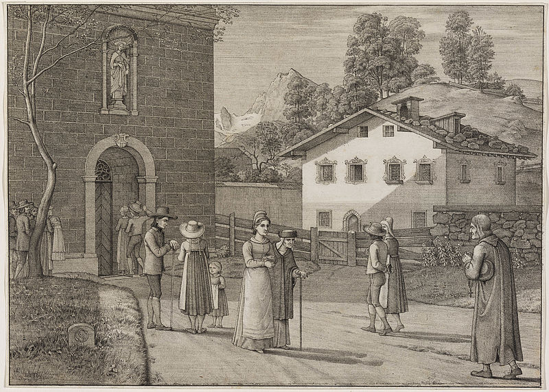 Sunday, church entrance in Berchtesgaden