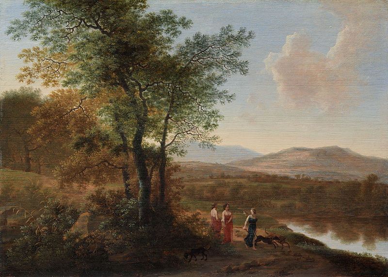 Landschaft mit Figuren, Diana und zwei Nymphen