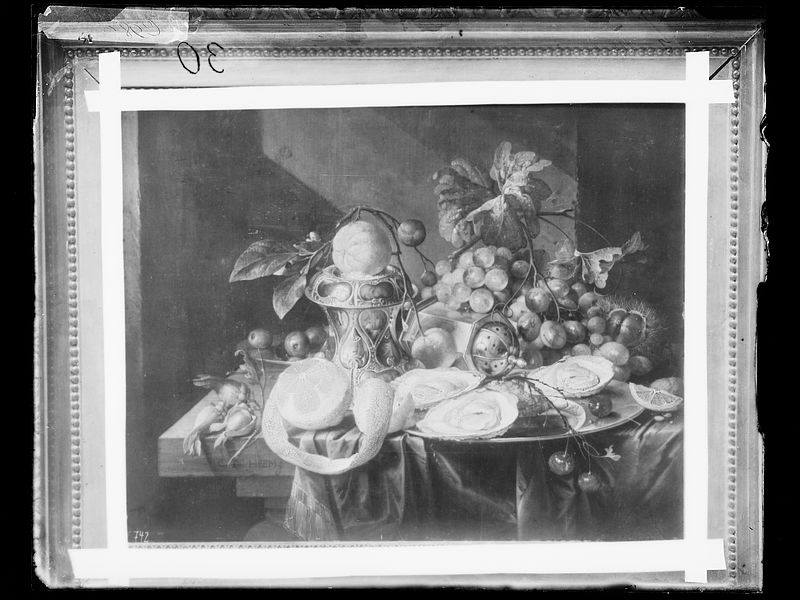 Wolfrum glass plate - Cornelis de Heem, Still Life with Oysters, Lemons and Grapes, Inv.-no. 651