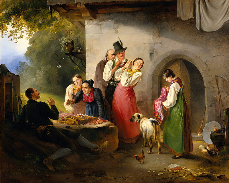 Tyrolean Pedlar in front of a Salzburg Farmhouse