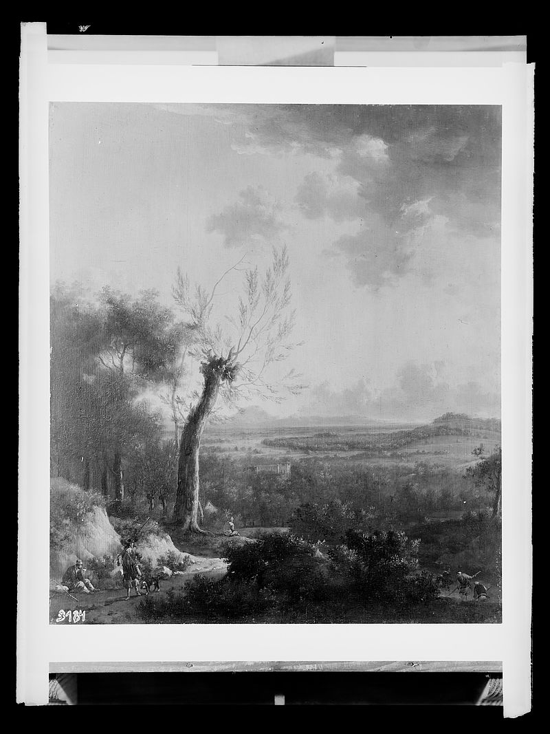 Wolfrum glass plate - Frederik de Moucheron, Edge of the Woods with Panoramic View, Inv.-no. 543