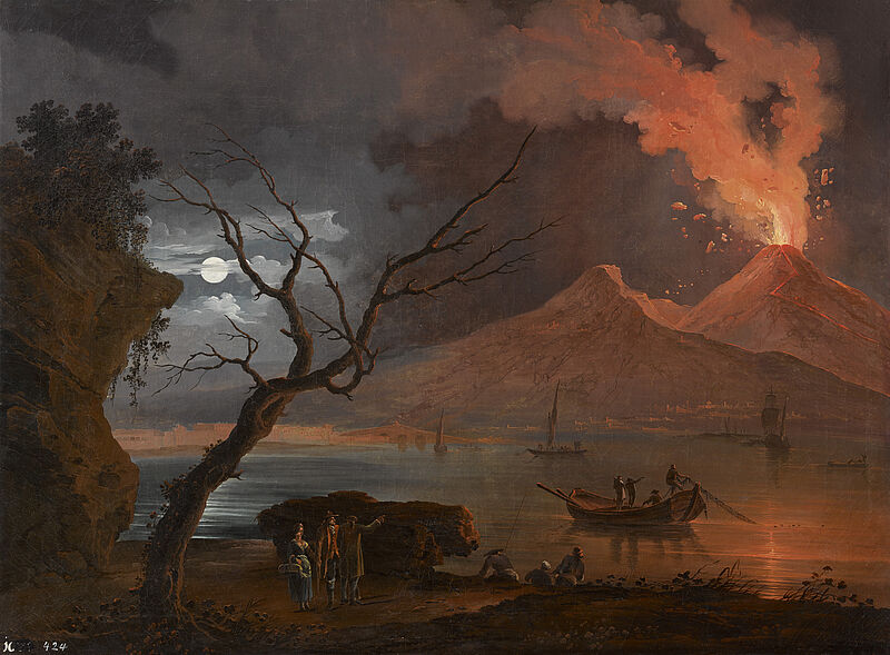 Moon Landscape with Vesuvius Eruption