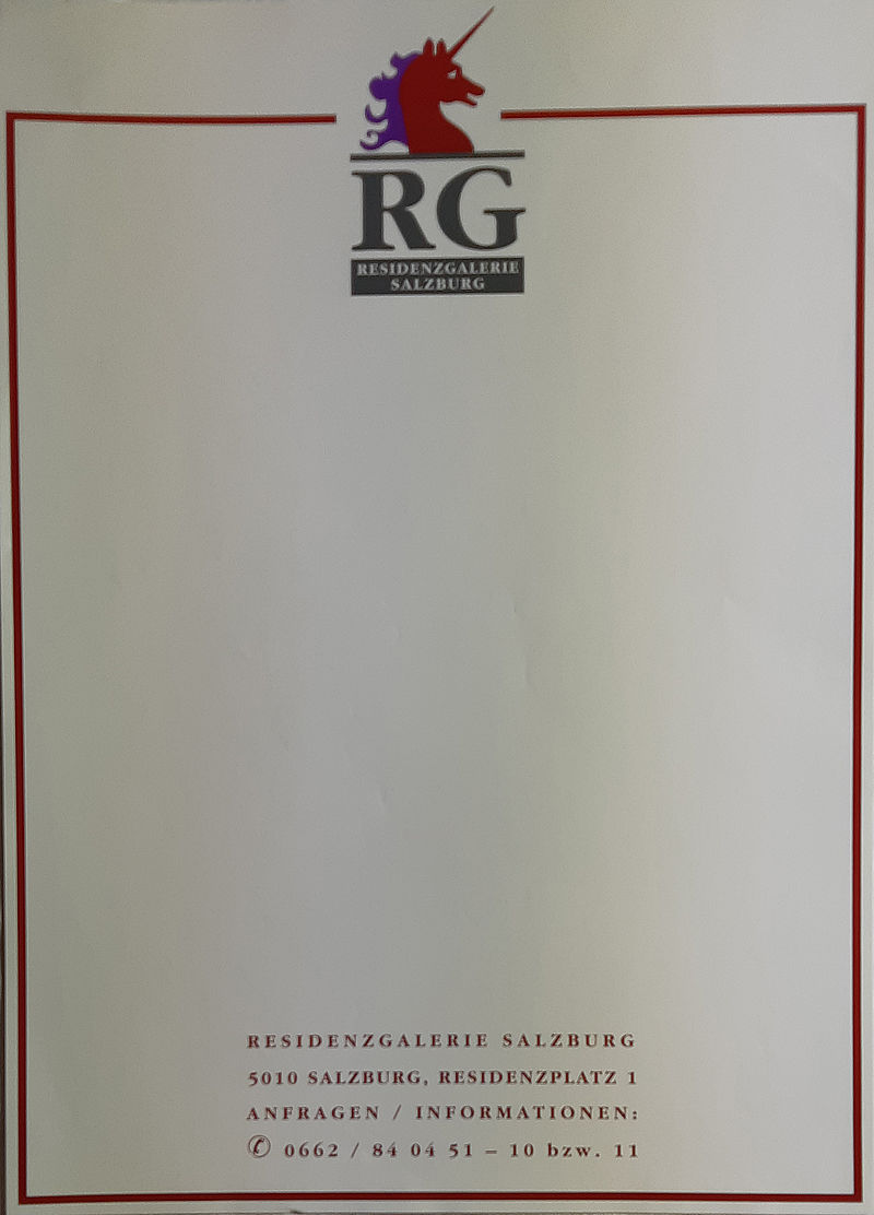 RG Residenzgalerie Salzburg - MUP-Ankündigung mit Einhornlogo