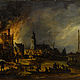 Brennende Stadt bei Nacht