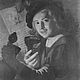 Wolfrum glass plate - Gerard van Honthorst, Young Drinker, Inv.-no. 540