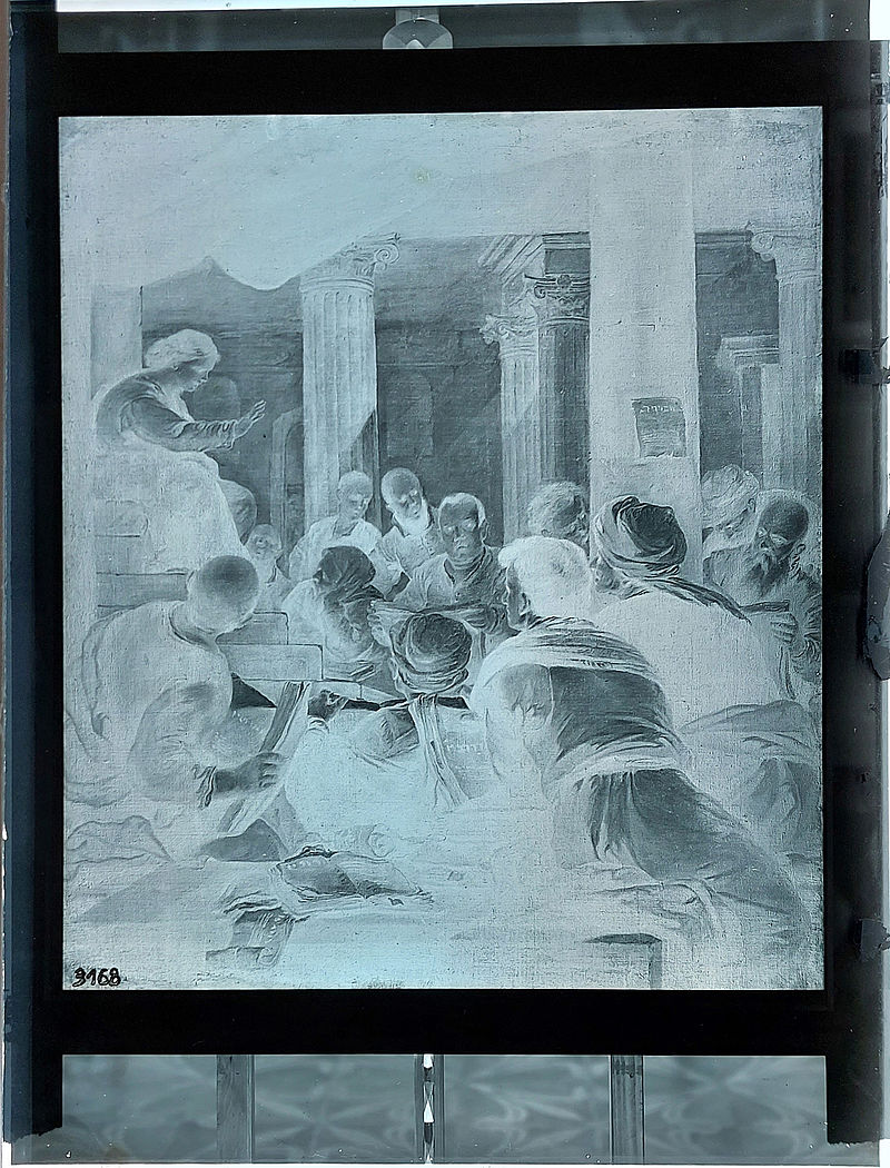 Wolfrum glas plate 3168 - Luca Giordano, studio, The Twelve-year-old Jesus in the Synagogue, Inv.-no. 390