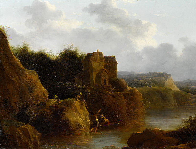 © Residenzgalerie Salzburg, Aufnahme Fotostudio Ulrich Ghezzi, Oberalm Flusslandschaft mit Fischern