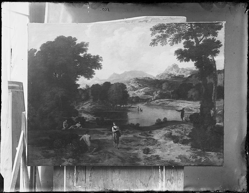 Wolfrum glass plate - Gaspard Dughet, Heroic Landscape with Figures, Inv.-no. 225