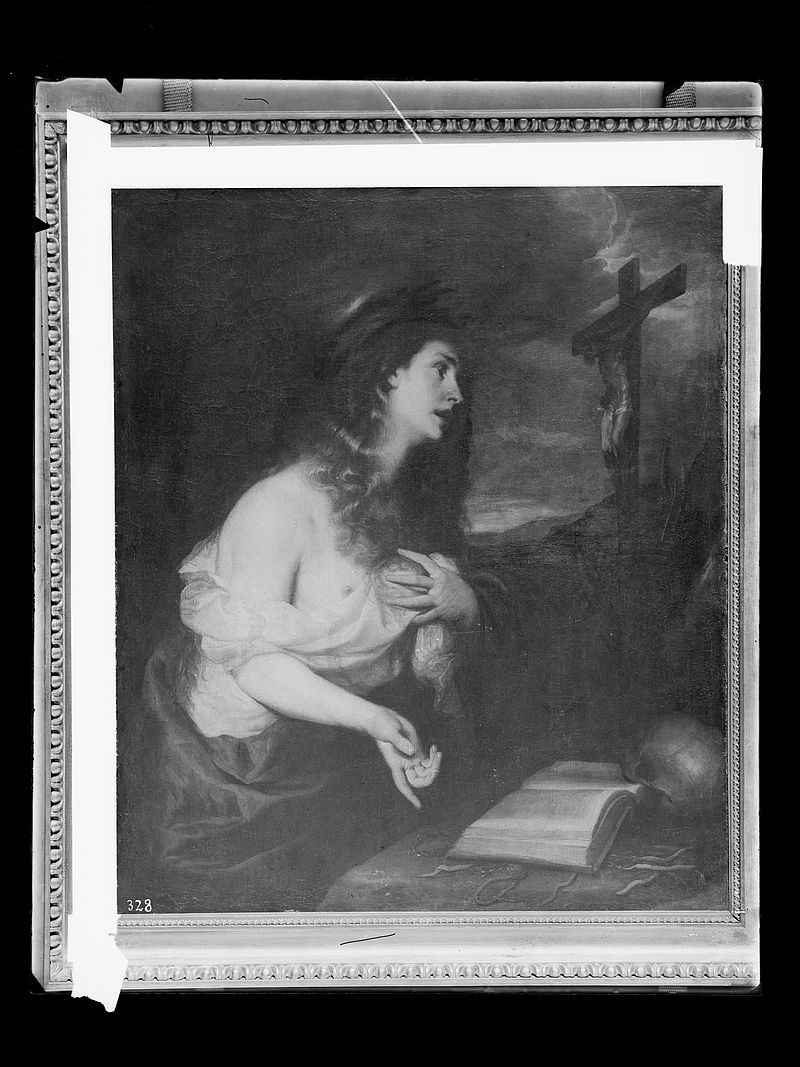 Wolfrum glass plate - Matea Cerezo the Younger, Penitent Mary Magdalene, Inv.-no. 314