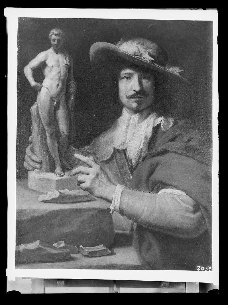 Wolfrum glass plate - Charles Le Brun, Portrait of the Sculptor Nicolas Le Brun, Inv.-no. 254