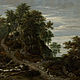Hilly and wooded Landscape with Falconer and Horseman