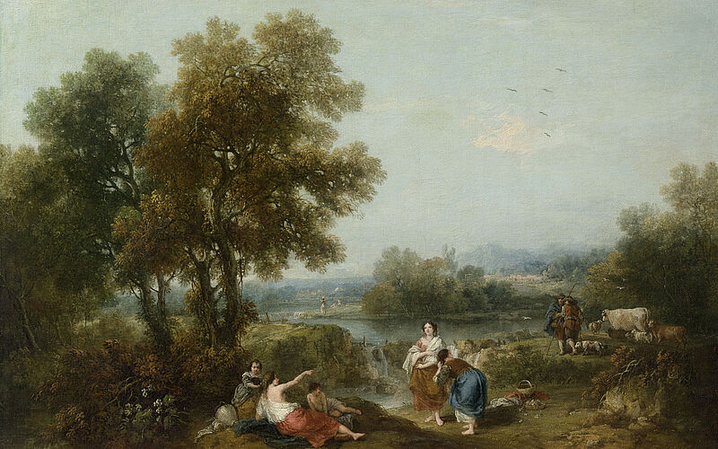 Flusslandschaft mit Hirten