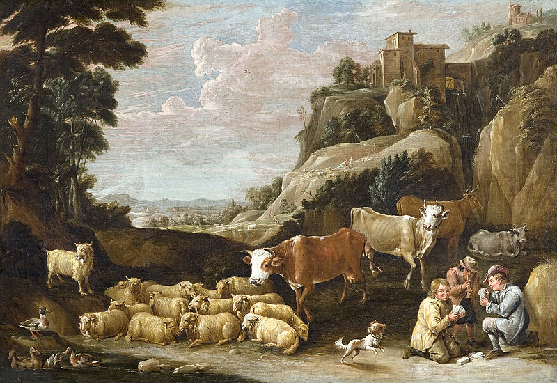 Landschaft mit Hirten und Herde