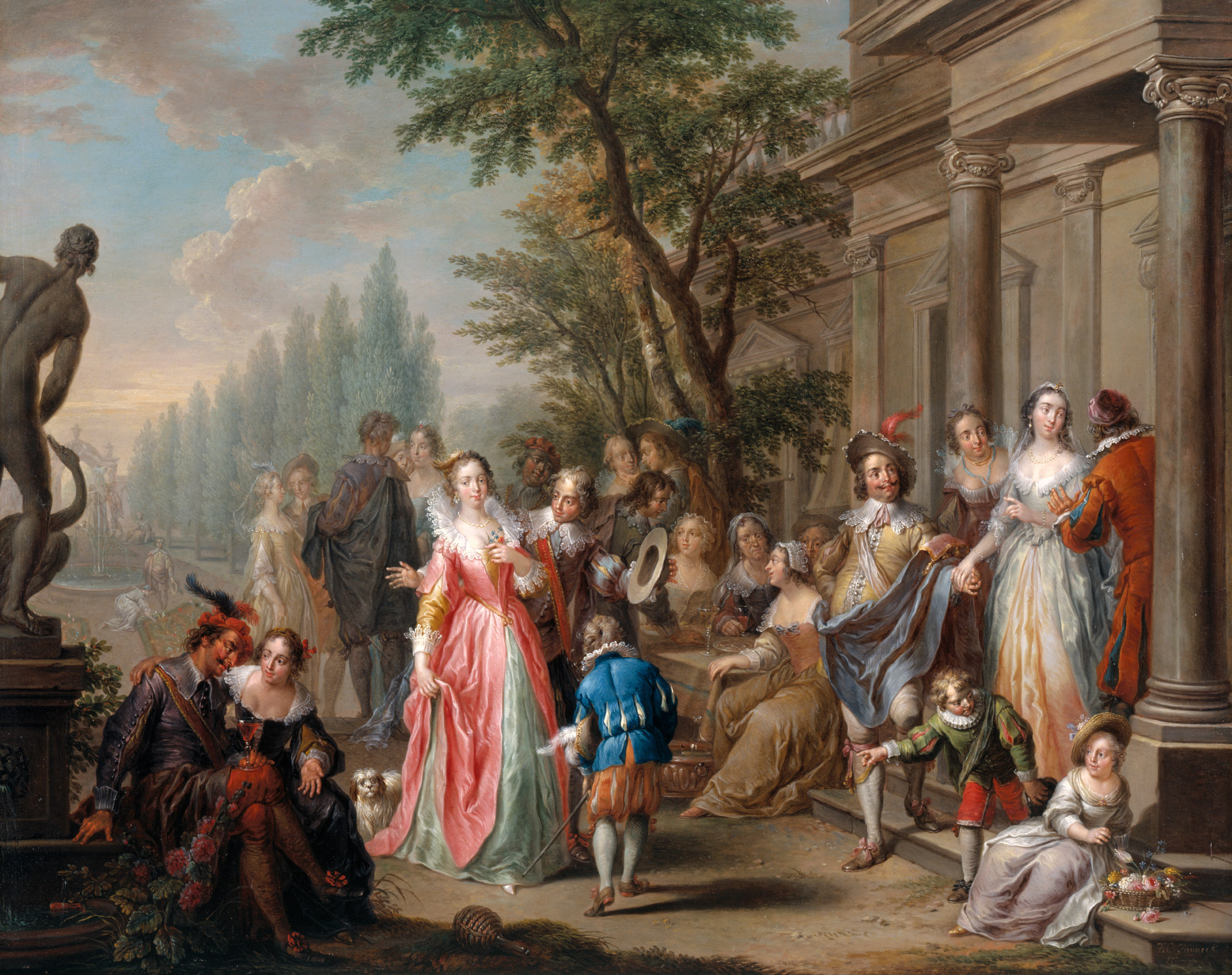Company in a Palace Garden