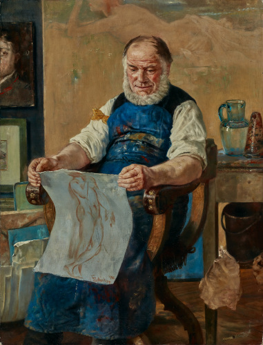 Fritz Schider, Self-portrait of the artist in his studio, 1892 oder 1902 © Salzburg Museum