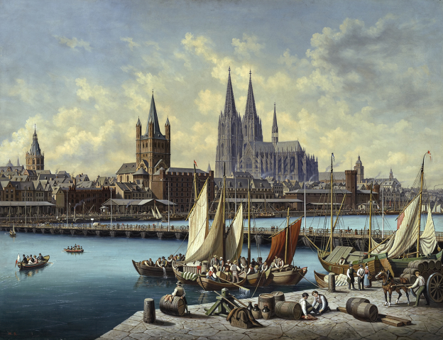 Hubert Sattler (1817–1904), Köln vom Stadtteil Deutz aus (Deutschland), 1880–1892,  Öl auf Leinwand © Salzburg Museum