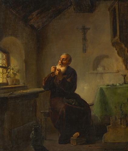 Franciscan friar mending shoes (detail), ca. 1850, Augsburg © Diözesanmuseum St. Afra
