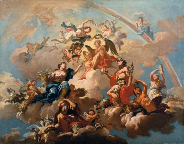 Bartolomeo Altomonte, Die vier Jahreszeiten, Chronos huldigend, um 1731, Öl/Leinwand, 74,5 x 94,5 cm, Inv. Nr. 235  © RGS/Ghezzi