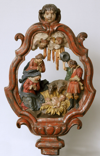 Anbetung der Hirten (Stangenaufsatz, 18. Jhd.; Holz, gefasst), Kunstsammlungen der Erzabtei St. Peter © Museum St. Peter / Kral
