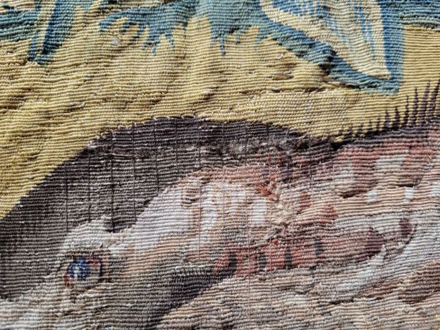 Tapisserie II, Reiher nach der Nähkonservierung