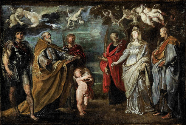 Peter Paul Rubens (1577-1640) Die Patrone der Oratorianer: Die hll. Maurus, Gregor d. Gr., Papianus, Nereus, Flavia Domitilla und Achilleus Ölskizze für das Altarbild in Sta. Maria Valicella, Rom, 1608; Öl auf Leinwand © Salzburg  Museum                                   Museum